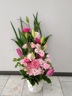 ピンク系アレンジ｜「フローリスト・レア」　（福岡県北九州市小倉北区の花キューピット加盟店 花屋）のブログ